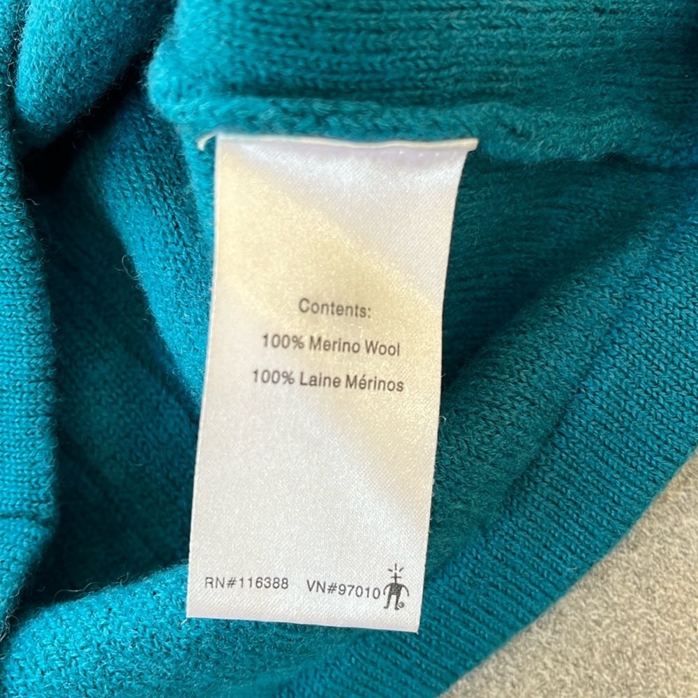 Smartwool Teal Cable Knit Three Button Sweater Si… - image 6